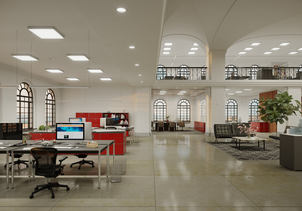 led backlight panel in office